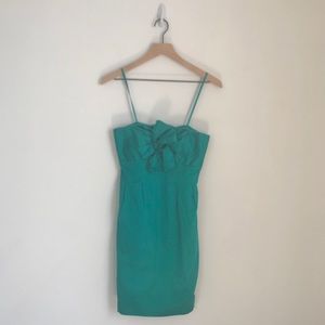 Green Strapless J.Crew Dress with Bow Front